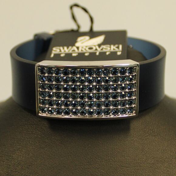 Authentic Swarovski Bracelet Blue Crystals Blue Silicone Band NWT - Picture 1 of 10